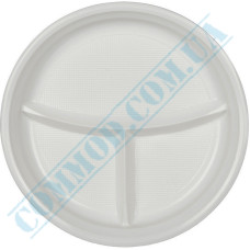 Тарелка пластиковая 20см белая 3 секции 100 штук