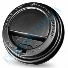 Plastic PP Lids | d=80mm | for cups 250 - 340ml | black with valve | 100 pieces per pack