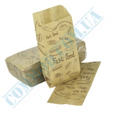 Пакеты бумажные для хот догов Fast Food 160x70x40мм крафт (88) 1000 штук