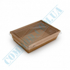 Paper containers | 700ml | 168*118*45mm | Craft | with lid | for hot and cold food | 50 pieces per pack