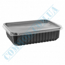 Plastic containers | 500ml | 179*132*37mm | black | with lid | for hot meals | 50 pieces per pack
