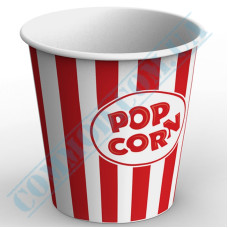 Paper containers | 5000ml | d=200mm h=203mm | for popcorn | round | 25 pieces per pack
