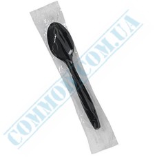 Individually wrapped black spoons 16cm 100 pieces