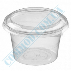 Plastic containers | 450ml | d=113mm h=70mm | transparent | with lid | for cold food | 200 pieces per package