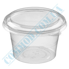Plastic containers | 450ml | d=113mm h=70mm | transparent | with lid | for cold food | 200 pieces per package