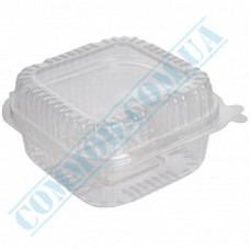 Plastic containers | 860ml | 130*130*68mm | transparent | with lid | for cold food | 100 pieces per pack
