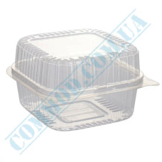 Plastic containers | 1000ml | 130*130*80mm | transparent | with lid | for cold food | 100 pieces per pack