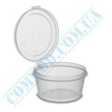 Plastic gravy boat PP | 30ml | translucent | round | with one-piece lid | 80 pieces per pack