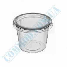 Plastic gravy boat PP | 100ml | translucent | round | with separate lid | 100 pieces per pack