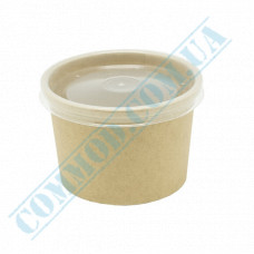 Paper containers | 250ml | d=95mm h=65mm | Craft | with PP lid | for hot and cold meals| 25 pieces per pack