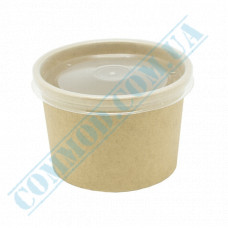 Paper containers | 340ml | d=95mm h=70mm | Craft | with PP lid | for hot and cold meals| 25 pieces per pack