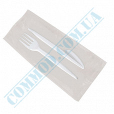 Set | Fork and Knife individually wrapped | white | 100 pcs
