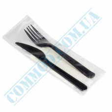Set | Fork and Knife individually wrapped | black | 100 pcs