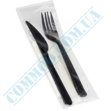 Набор черных вилка и нож 100 штук