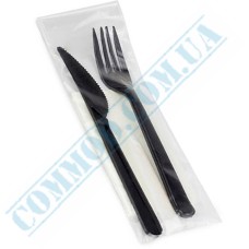 Cutlery set black fork and knife 100 pieces