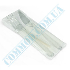 Set | Napkin Fork Knife individually wrapped | transparent | 100 sets