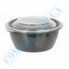 Plastic containers | 375ml | d=144mm h=47mm | black | with lid | for hot meals | 50 pieces per pack