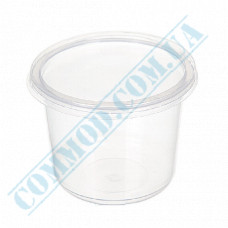 Plastic containers | 500ml | d=115mm h=83mm | transparent | with lid | for hot meals | 50 pieces per pack
