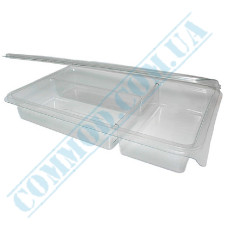 Clear plastic sushi box 1200ml 220x135x40mm 3 compartments 50 pieces