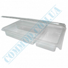 Plastic containers | for sushi | 220*135*40mm | transparent | with lid | into 3 sections | art. 105-3 | 50 pieces per pack
