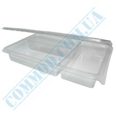 Clear plastic sushi box 1200ml 220x135x40mm 3 compartments 50 pieces