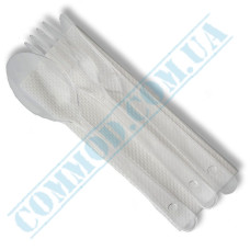 Set | Napkin Fork Knife Spoon individually wrapped | transparent | 100 sets