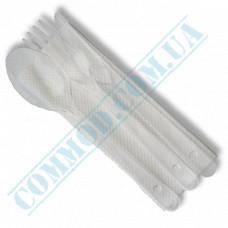 Set | Napkin Fork Knife Spoon individually wrapped | transparent | 100 pcs