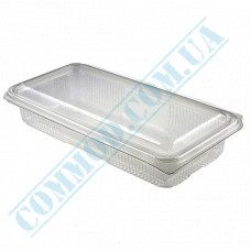 Plastic containers | for sushi | 190*85*40mm | transparent | with lid | for 1 section | art. 108-300 | 100 pieces per pack