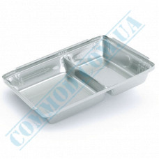Food grade aluminum foil containers | 840ml | 225*180*30mm | 2 sections | art. SPM2L | 100 pieces per pack