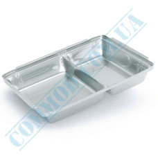 Food grade aluminum foil containers | 840ml | 225*180*30mm | 2 sections | art. SPM2L | 100 pieces per pack