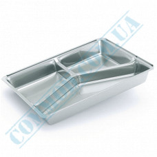 Food grade aluminum foil containers | 570ml | 227*177*30mm | 3 sections | art. SPM6L | 100 pieces per pack