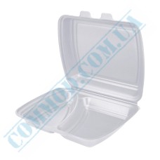White foam lunch box 250x210x70mm 2 compartments 125 pieces