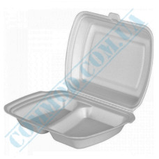 Lunch boxes 240*205*80mm | expanded polystyrene | white | into 2 sections | 125 pieces per package