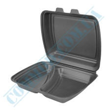 Black foam lunch box 250x210x70mm 2 compartments 125 pieces