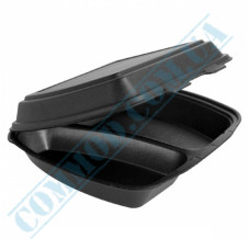 Lunch boxes 240*205*80mm | expanded polystyrene | black | into 2 sections | 125 pieces per package