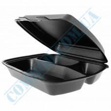 Lunch boxes 240*205*80mm | expanded polystyrene | black | into 3 sections | 125 pieces per package