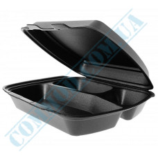 Lunch boxes 240*210*70mm | expanded polystyrene | black | into 3 sections | Poland | 480 pieces per package