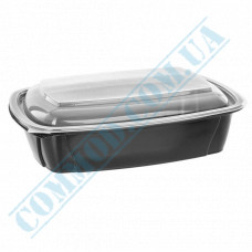 Lunch boxes 230*170*37mm | plastic PP | black | with lid | for 1 section | 50 pieces per pack
