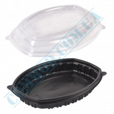 Lunch boxes 257*202*37mm | plastic PP | black | with lid | for 1 section | 70 pieces per pack