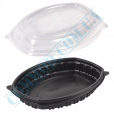 Lunch boxes 257*202*48mm | plastic PP | black | with lid | for 1 section | 60 pieces per pack