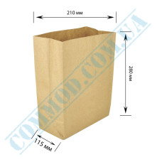 Kraft paper bags with rectangular bottom | 210*115*280mm | 70g/m2 | art. 298 | 200 pieces per package
