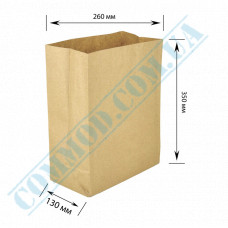 Kraft paper bags with rectangular bottom | 260*130*350mm | 70g/m2 | art. 686 | 100 pieces per pack
