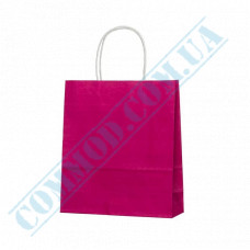 Paper bags Pink with handles | 200*80*240mm | 100g/m2 (up to 7kg) | art. 1186 | 100 pieces per pack