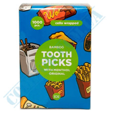 Bamboo Toothpicks | 65mm | in individual polyethylene packaging | with mint | KTP | 1000 pieces per pack