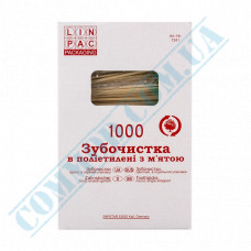 Wooden toothpicks | 65mm | in individual polyethylene packaging | with mint | Linpac | 1000 pieces per pack