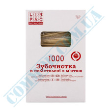 Зубочистки деревянные 65мм с мятой Linpac | 1000 штук  индивидуально в прозрачной упаковке