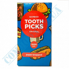 Bamboo Toothpicks | 68mm | individually paper wrapped | KTP | 1000 pieces per pack