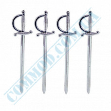 Plastic skewers | for canapes | silver swords | 12cm | 100 pieces per pack