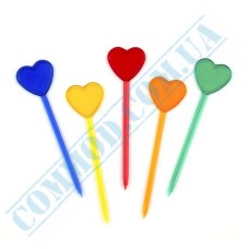 Plastic colored hearts skewers 8cm 1000 pieces