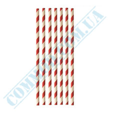 Straws for drinks | paper | not flexible | d=6mm L=200mm | red and white | 25 pieces per pack